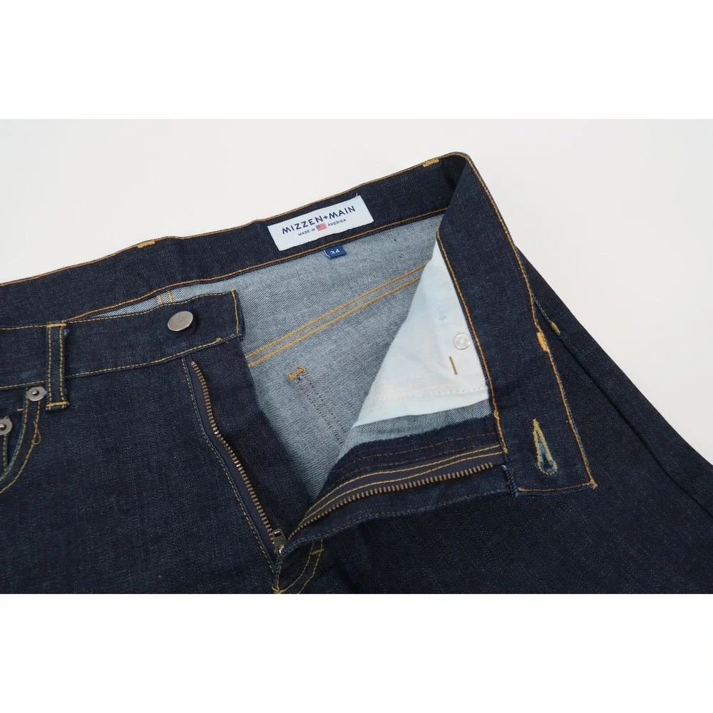Mizzen Main Jeans Men 34x31‎ Blue Five Pocket Dark Wash Denim Stretch